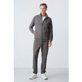 Koyu Gri Pamuklu Kalın Yumuşak Dokulu Comfort Fit Basic Erkek Eşofman Takım - 85260