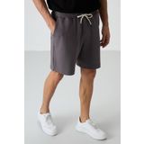 Koyu Gri Pamuklu Kalın Yumuşak Dokulu Comfort Fit Basic Erkek Şort - 81274