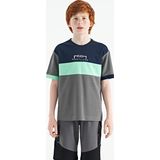 Koyu Gri Renk Geçişli Nakışlı Oversize Erkek Çocuk T-Shirt - 11159