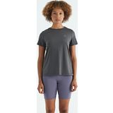 Koyu Gri Sırt Yırtmaç Detaylı O Yaka Kısa Kollu Standart Kalıp Kadın T-Shirt - 97267