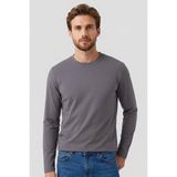 Koyu Gri Standart Fit Basic O Yaka Uzun Kollu İnce Erkek T-Shirt - 87997