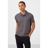 Koyu Gri Standart Kalıp Basic Polo Yaka Erkek T-Shirt - 87748