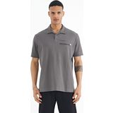 Koyu Gri Yazı Baskılı Standart Form Polo Yaka Erkek T-shirt - 88236