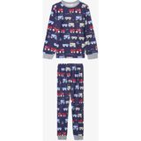 Koyu Indigo Erkek Çocuk Araba Desenli Pijama Takımı - Koyu İndigo - 8 - 9 Yaş