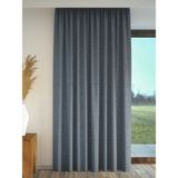Koyu Indigo Rengi Keten Dokulu Fon Perde Ekstrafor Büzgülü - 200 x 250 cm