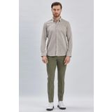 Koyu Kahverengi Kısalabilir Kollu Armürlü Biritli Yaka Pamuklu Casual Slim Fit Dar Kesim Gömlek 1004240202
