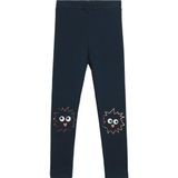 Koyu Lacivert Crazy Eyes Baskılı Kız Çocuk Kışlık Şardonlu Kız Çocuk Tayt