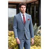 Koyu Lacivert Desenli Mono Yaka Astarlı 6 Drop Slim Fit Dar Kesim Takım Elbise 1001240174 - 56
