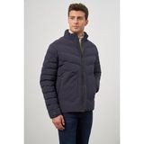 Koyu Lacivert Dolumlu Hakim Yaka Slim Fit Dar Kesim Klasik Mont 1007245153 - 48