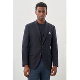 Koyu Lacivert Düz Gabardin Mono Yaka 2 Düğme Esnek 6 Drop Comfort Fit Casual Ceket 1002245165_200 - 48 - Regular Fit