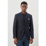 Koyu Lacivert Düz Gabardin Mono Yaka 2 Düğme Esnek 6 Drop Comfort Fit Casual Ceket 1002245165_200