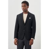 Koyu Lacivert Gabardin Mono Yaka Tam Astar Esnek 6 Drop Slim Fit Casual Ceket 1002245162