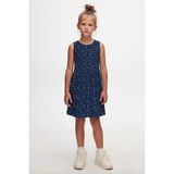 Koyu Lacivert Little Stars Kız Çocuk Desenli Kolsuz Elbise - 7 Yaş