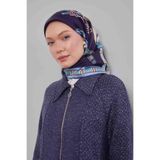 Koyu Lacivert Twill İpek Eşarp Lunera Koleksiyonu