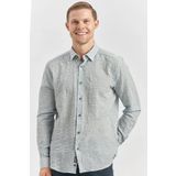 Koyu Lacivert Uzun Kollu Baskılı Gofreli Cepsiz Pamuklu Likralı Klasik Slim Fit Gömlek 1004240102