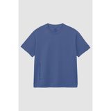 Koyu Mavi Baskılı O Yaka Rahat Form Battal Büyük Beden Erkek T-Shirt - 88472