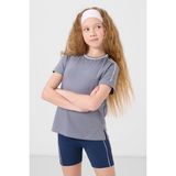 Koyu Mavi Pamuklu O Yaka Standart Fit Basic Kız Çocuk T-Shirt - 75177 - 7 - 8 Yaş