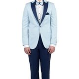 Koyu Mavi Saten Kırlangıç Yaka Astarlı 6 Drop Slim Fit Dar Kesim Smokin Damatlık 1001190163 - 46