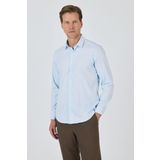 Koyu Mavi Sert Yaka Cepsiz Gabardin Uzun Kol Slim Fit Esnek Gömlek 1004250234