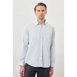 Koyu Mavi Uzun Kol Düz Bez Ayağı Sert Yaka Cepsiz Esnek Classic Slim Fit Gömlek 1004245223_300 - 2XL