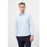 Koyu Mavi Uzun Kol Düz Bez Ayağı Sert Yaka Cepsiz Pamuklu Classic Slim Fit Gömlek 1004245267