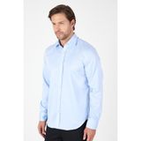 Koyu Mavi Uzun Kol Italyan Yaka Cepsiz Non Iron Slim Fit %100 Pamuk Gömlek 1004250269 - XL