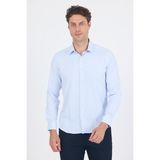 Koyu Mavi Uzun Kol Sert Yaka Cepsiz Slim Fit Pamuklu Gömlek 1004250225 - 2XL