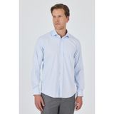 Koyu Mavi Yarım Italyan Yaka Cepsiz Gabardin Uzun Kol Slim Fit Esnek Gömlek 1004250235 - 2XL