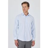 Koyu Mavi Yarım İtalyan Yaka Cepsiz Gabardin Uzun Kol Slim Fit Esnek Gömlek 1004250235