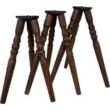 Koyu Meşe 38-41-44 cm Torna Ahşap Sehpa Puf Tabure Mobilya Ayağı – 3’lü Set Toplam 9 Ayak + 3 Girişli 3 Adet Bağlantı Aparatı ve Vidalar