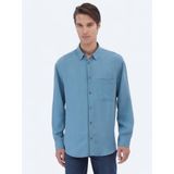 Koyu Mint Fitilli Oversize Fit Uzun Dokuma Casual Gömlek