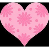 Koyu Pembe Çiçekli Kalp Duvar Stickerı