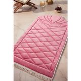 Koyu Pembe Kapitone Dolgulu Lüks Seccade 65x115 cm