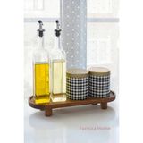 Koyu Renkli Ahşap Ayaklı Düzenleyici Sunumluk Servis Tabağı Ayaklı Sunumluk Mutfak Banyo Stand