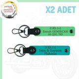 Koyu Turkuaz-Fıstık Yeşil, Motosiklet Sevene İsim Plaka ve 0 Rh (+) Kan Grubu Yazılı 2'li Anahtarlık