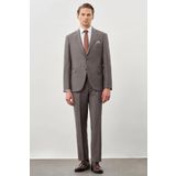 Koyu Vizon Kendinden Desenli Bez Ayağı Mono Yaka Tam Astar Çift Yırtmaç 2 Düğme 6 Drop Comfort Fit Classic Takım Elbise 1001245162