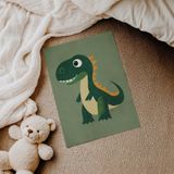 Koyu Yeşil Dinozor Çocuk Odası Duvar Posteri Çerçeveli Tablo Duvar Dekorasyonu - 21 x 30 - Çerçevesiz Poster