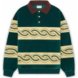 Koyu Yeşil Kadife ve Polar Le Polo Sweat Tressé - Dantel Nakışlı Polo Gömlek - XL