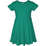 Koyu Yeşil Renkli Basic Kız Çocuk Kısa Kollu Elbise - 3 Yaş