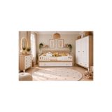 Koza %100 MDF BohemAhşap Beyaz 3 Kapılı Dolap & Bohem Ahşap Beyaz 4 Çekmeceli Şifonyer & Bohem Ahşap Beyaz 90x190 cm Yavrulu Sedir Karyola