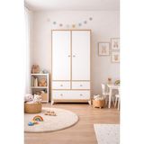 Koza %100 Mdf Bonnie Ahşap Beyaz 2 Kapılı Bebek&çocuk Gardırop - Safir Meşe - Beyaz