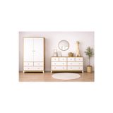 Koza %100 Mdf Bonnie Ahşap Beyaz 2 Kapılı Dolap & %100 Mdf Bonnie Ahşap Beyaz 8 Çekmeceli Şifonyer