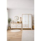 Koza %100 Mdf Bonnie Ahşap Beyaz 3 Kapılı Gardırop & %100 Mdf Ahşap Beyaz 8 Çekmeceli Şifonyer