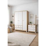 Koza %100 Mdf Bonnie Ahşap Beyaz 3 Kapılı Gardırop & Bonnie Ahşap Beyaz 4 Çekmeceli Şifonyer