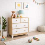 Koza %100 Mdf Bonnie Ahşap Beyaz 4 Çekmeceli Şifonyer - Beyaz - Safir Meşe