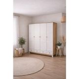 Koza %100 Mdf Lotus Ahşap Beyaz 4 Kapılı Bebek & Çocuk & Genç Gardırop