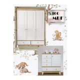 Koza %100 MDF Panjur Ahşap Beyaz 3 Kapılı Dolap & Panjur Ahşap Beyaz Şİfonyer