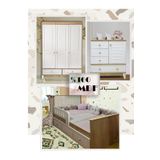 Koza %100 MDF Panjur Ahşap Beyaz Maxi Bebek&Çocuk Odası Takımı 3 Kapılı Dolap&Kapitoneli Karyola&Şİfonyer