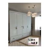 Koza %100 MDF Panjur Beyaz 4 Kapılı Bebek&Çocuk Gardrop