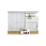 Koza %100 MDF Panjur Beyaz 4 Kapılı Dolap & Panjur Beyaz Şifonyer